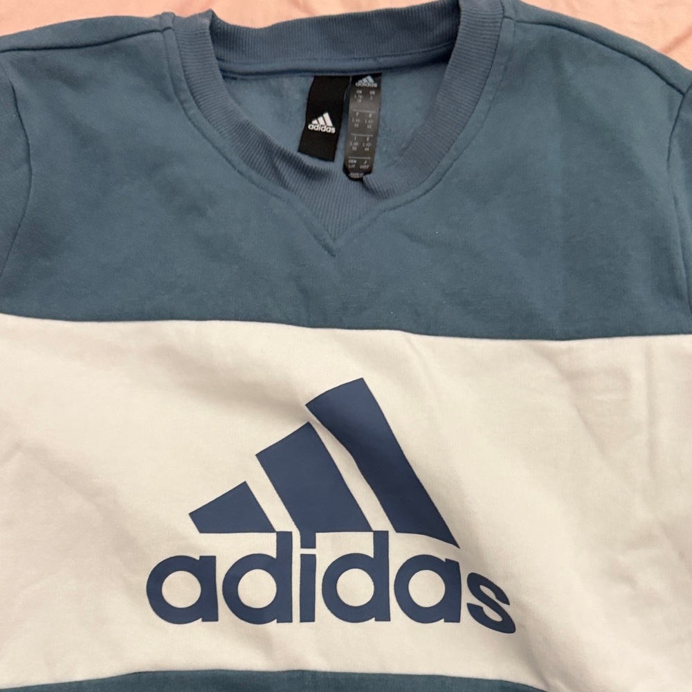 Adidas Blue and White Crewneck